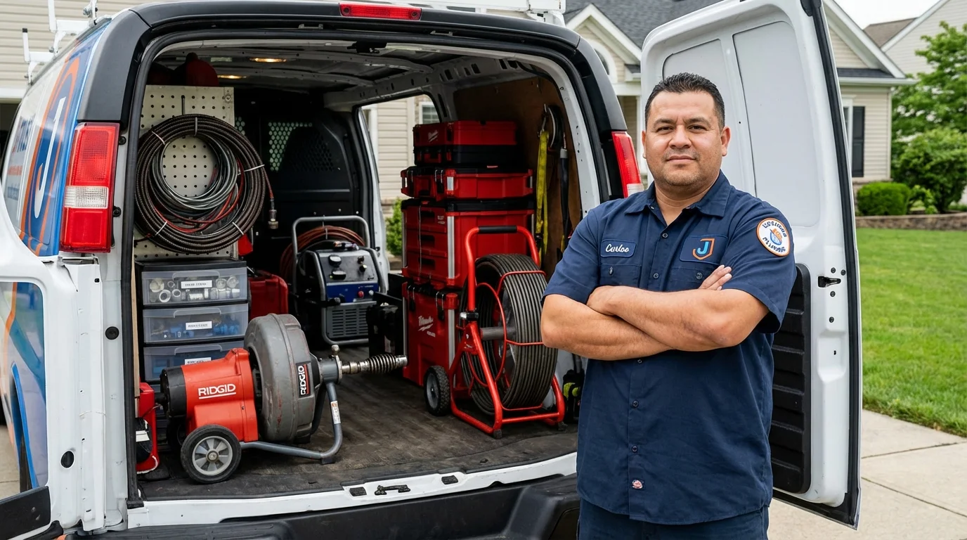 Professional drain cleaning equipment and Johns Plumbing LLC plumber in Cochran