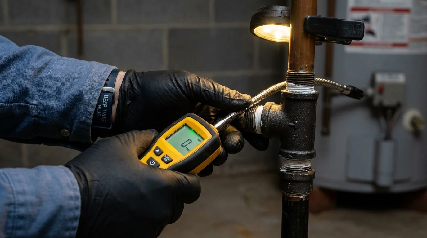 Gas leak detection with electronic sniffer by Johns Plumbing LLC in Cochran