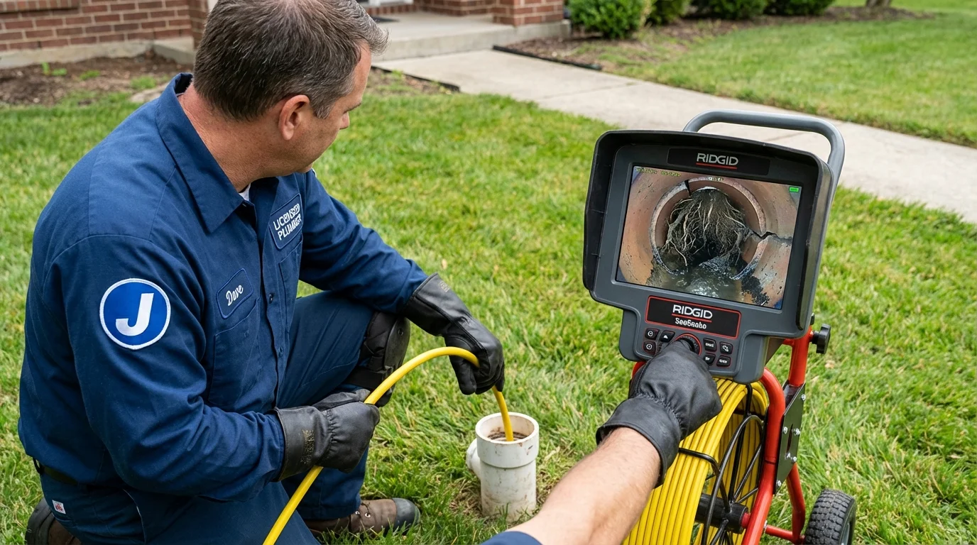 Sewer camera inspection being performed by Johns Plumbing LLC in Cochran