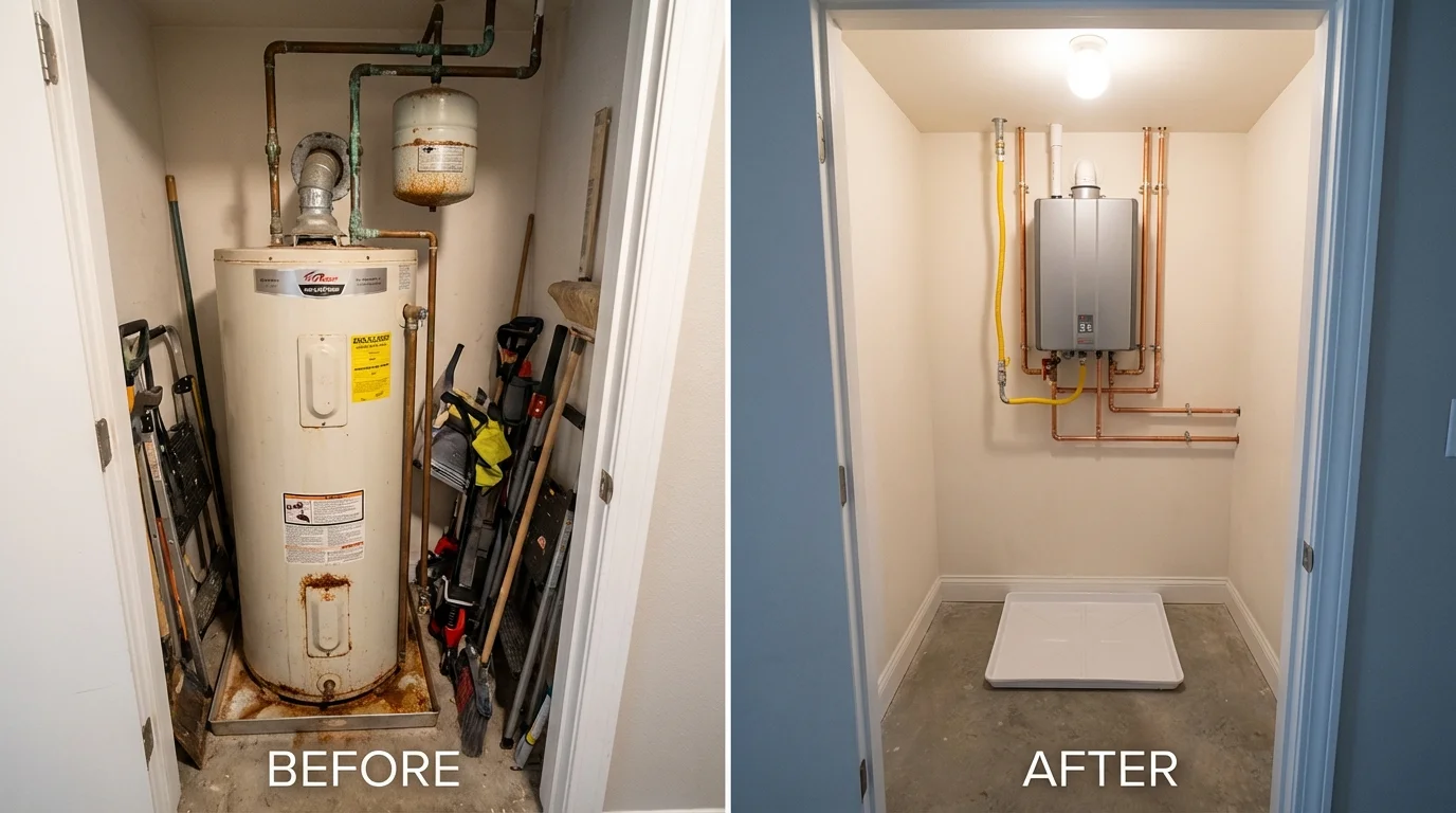 Tank water heater versus wall-mounted tankless unit comparison for Cochran, GA homeowners